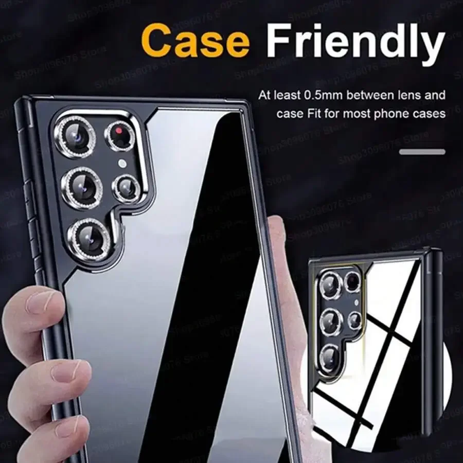 Ypm 9D Diamond Camera Lens Protector Ring Cover Film for Samsung Galaxy S25 S24 S23 S22 Ultra 5G S24 FE S23 Tempered Glass