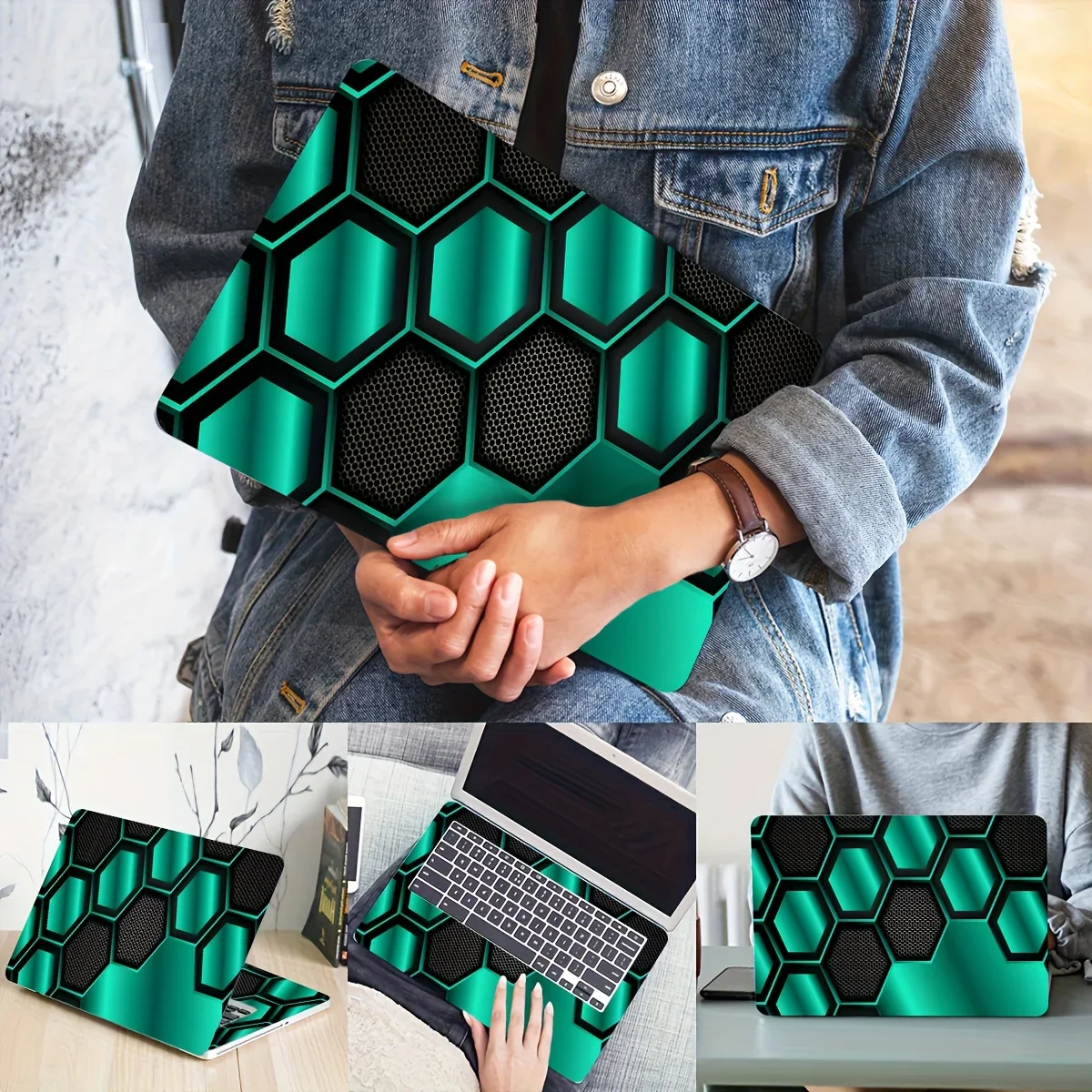 2pieces Laptop Art Sticker Future Technology Design Protective Case Universal Netbook Skin Sticker Non Reusable Laptop Skin