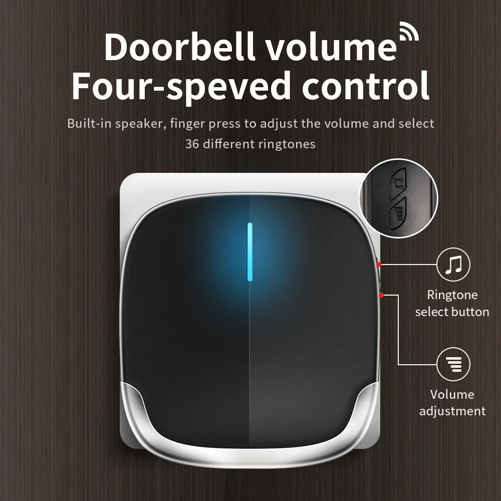 Outdoor Wireless Doorbell EU Plug 300M 23A 12V Battery Waterproof Smart Home Wall Penetrating Door Bell 37 Songs Welcome Melody