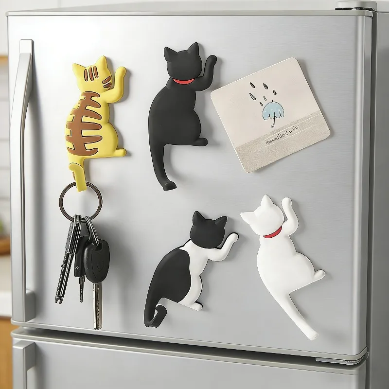 Cute Cat-Tail Fridge Magnet Creative Strong Magnetic Hook for Hanging Keys Towels Utensils Perfect for The Home Kitchen Bathroom