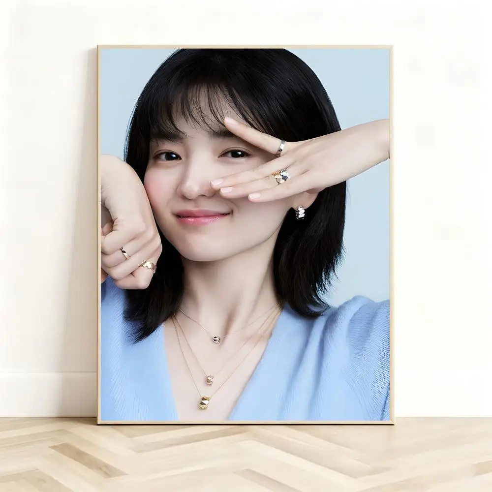 Delicate Portrait Art K-Kim Tae-ri Poster Classic Self-Adhesive PP Wall Sticker for Living Room Bar Decor Gift