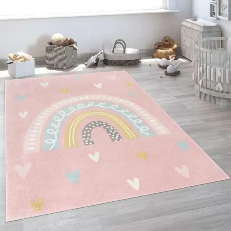 Rainbow Soft Bedroom Rugs for Kids Cute Heart Plush Nursery Play Mat Children Fluffy Carpet for Living Room Baby Floor Mat ковер