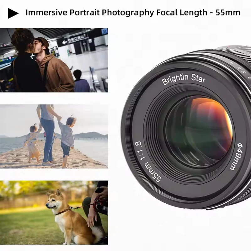 Brightin Star 55 mm F1.8 Vollformat-Porträtobjektiv mit manueller Fokussierung für Canon Rf Nikon Z Sony E-Mount spiegellose Kamera