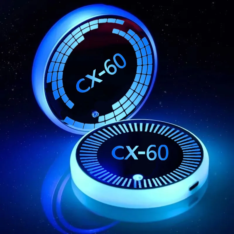 

Светодиодный автомобильный коврик для чашки с водой, держатель для напитков, автомобильные внутренние атмосферные огни, декоративные для Mazda CX-60 CX60, логотип Axela 2 MX5 CX7 CX5 CX9