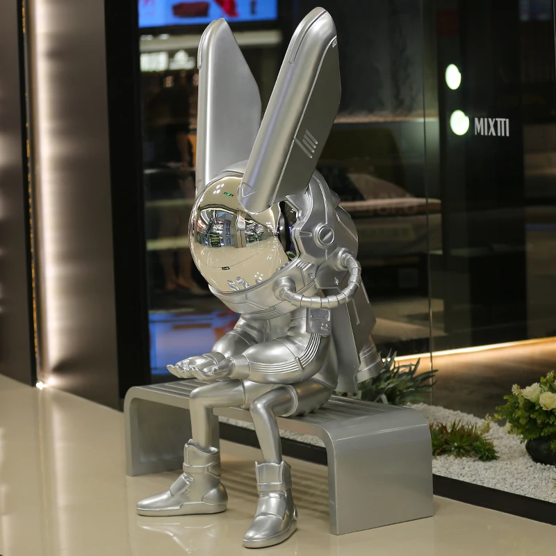 I Moonlight Rabbit Sculpture Electroplating Star Bear FRP Decoration Window Home Decoration