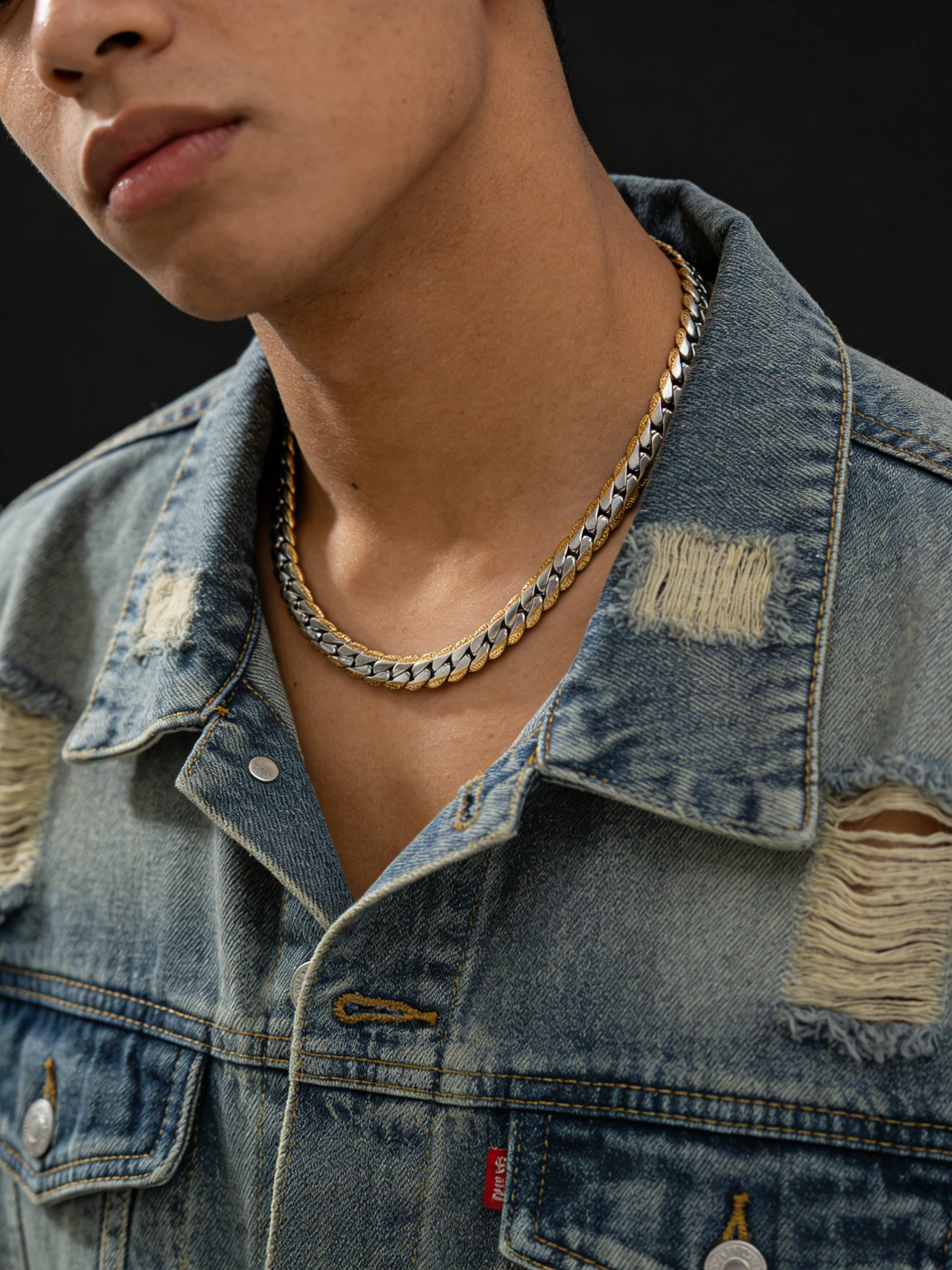 A flat and close-fitting chain embossed necklace is a gift for teachers. It's a fashionable chain for men and women