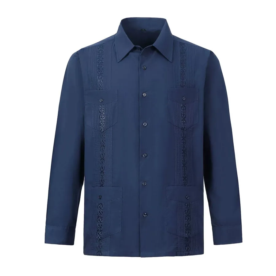 mexican dress shirts for men Embroidered Guayabera - Brown Handcrafted Detail | Casa Habana - Casa Habana Designed with versatility in mind Mexican Shirts For Men -