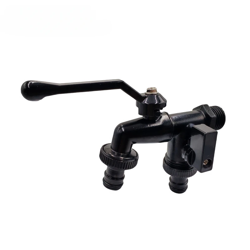 Black Faucet Outdoor Garden Anti-Freeze Bibcocks With Dual Outlet For Washing Machine 1/2 Inch Outdoor Hose Faucet Garden