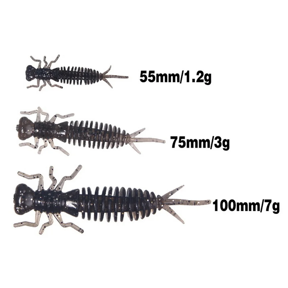 Wurm Larve Weiche Köder 55mm 75mm 100mm Künstliche Kunststoff Silikon Köder Swimbait Jigging Wobbler Bass karpfen Pesca Angelgerät – Detail 8