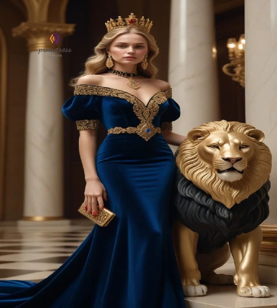 

Royalty Queen Blue Prom Dress 2025 Off Shoulder Charming Medieval Evening Dress Cosplay Aesthetic Formal Party GownCustomized