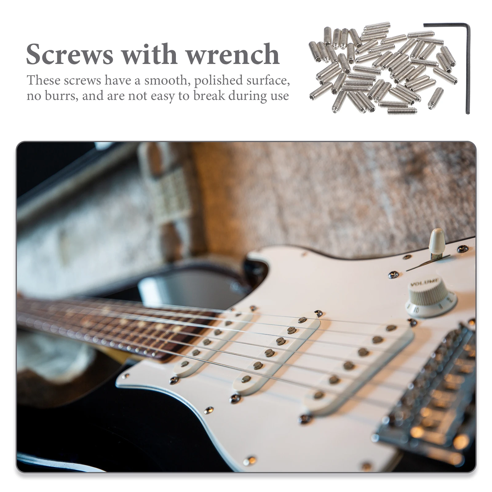 

Metal Guitar Bridge Saddles Screws For Height Adjustment Replacement Parts With Wrench Durable Polished Screws For Electric