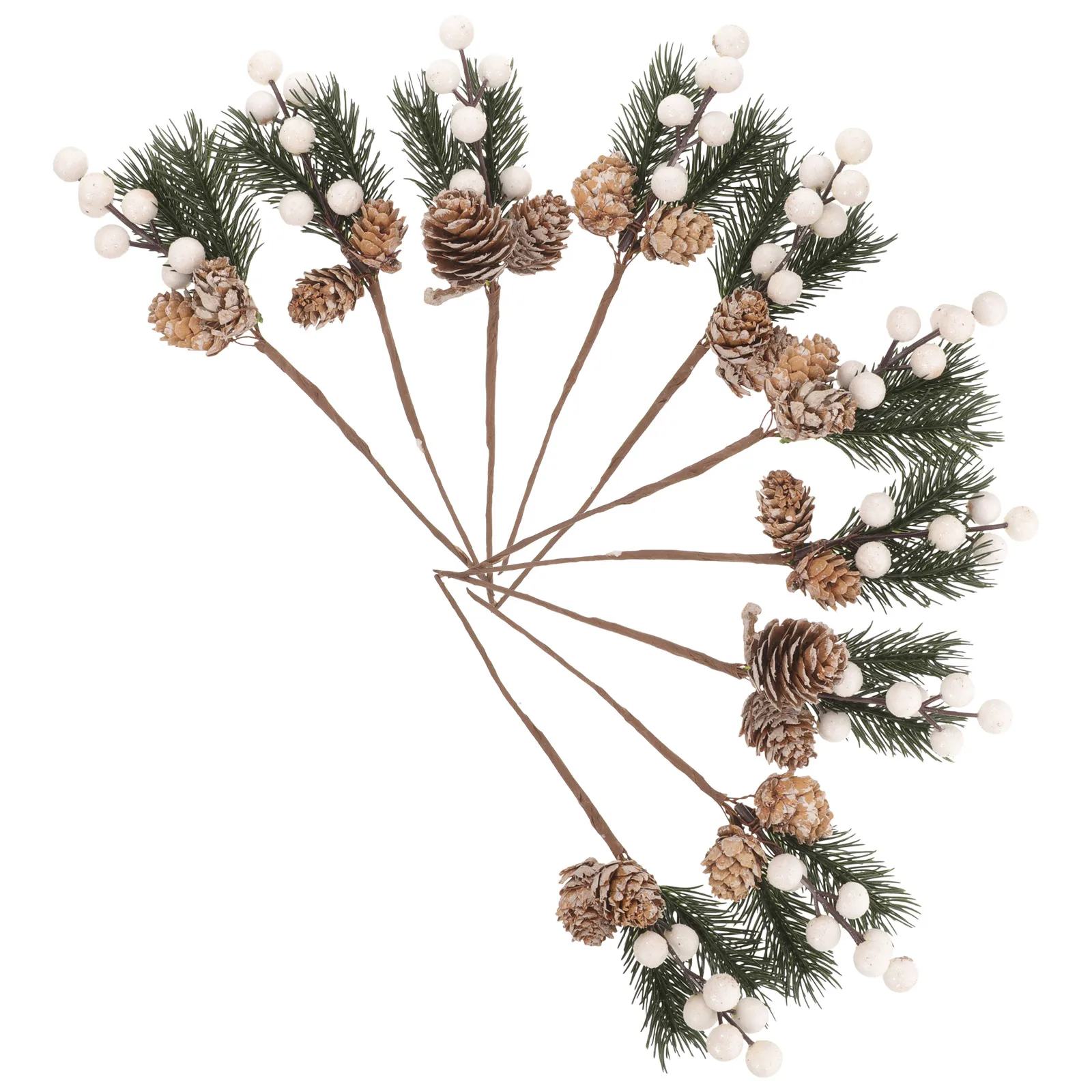 

10Pcs DIY Berry Picks Artificial Berry Stems Fake Pine Branch Christmas Floral Decorations Christmas Flower Picks