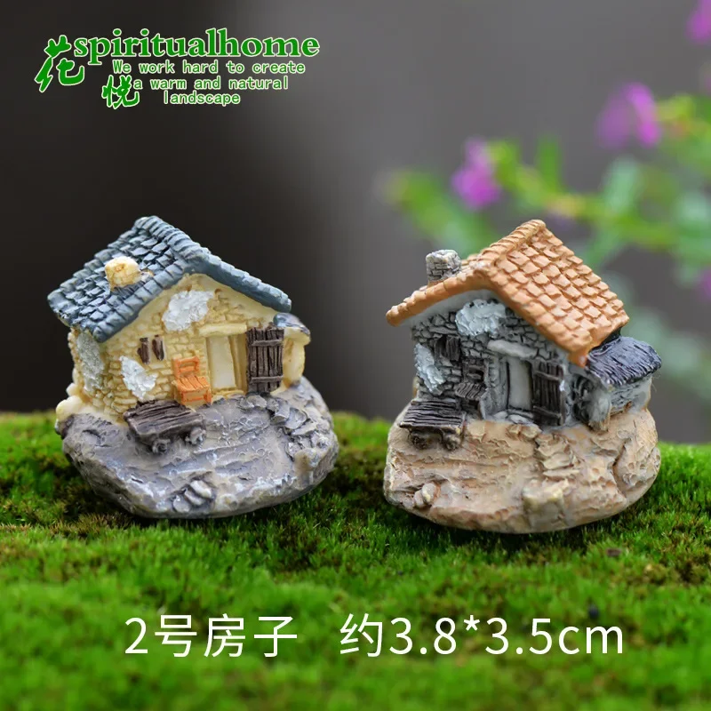 1pcs Resin Tropical Little House Villa Micro-landscape Miniatures  Decoration Accessories House Fairy Garden Home Accessories