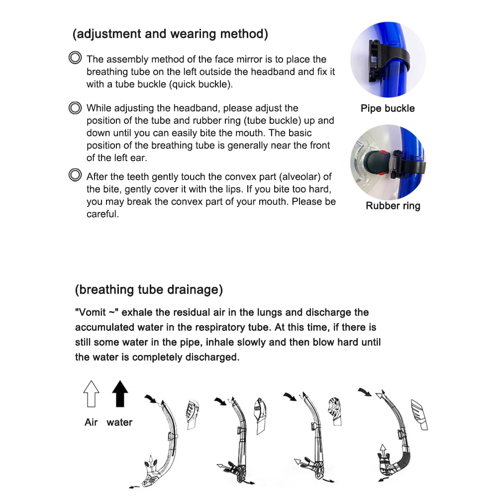 Diving Snorkel Silicone Full Dry Mouthpiece Swimming Underwater Diving Air Tube