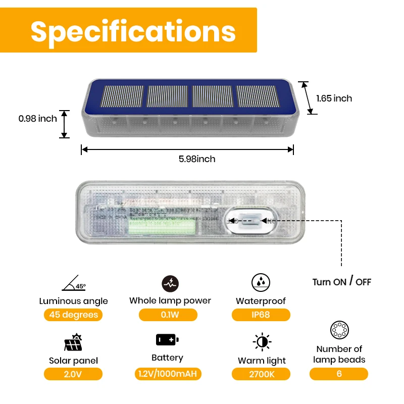 LED Step Lamp Stair Light Outdoor IP68 Waterproof Solar Light With Lens Anti-theft Design Decor Lighting For Garden Deck Path