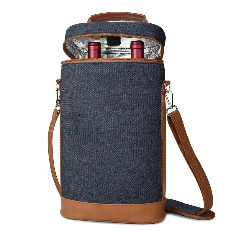 

Wholesale New 2 Bottles of Red Wine Bag Leak-proof Thermal Insulation Oxford Cloth Shoulder Portable Red Wine Refrigerated Bag