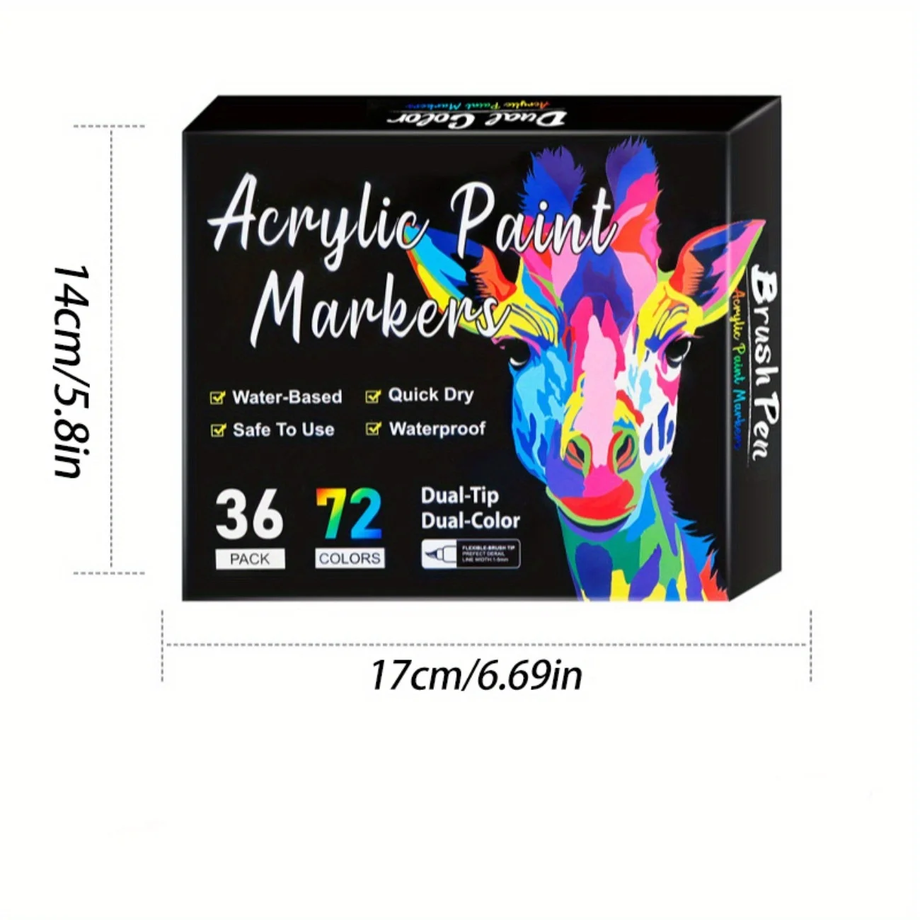 12/24/36 Colors Acrylic Paint Markers Pens Set 12 Pack Dual Tip Acrylic Paint Markers with Brush Tip and Fine Rock Painting