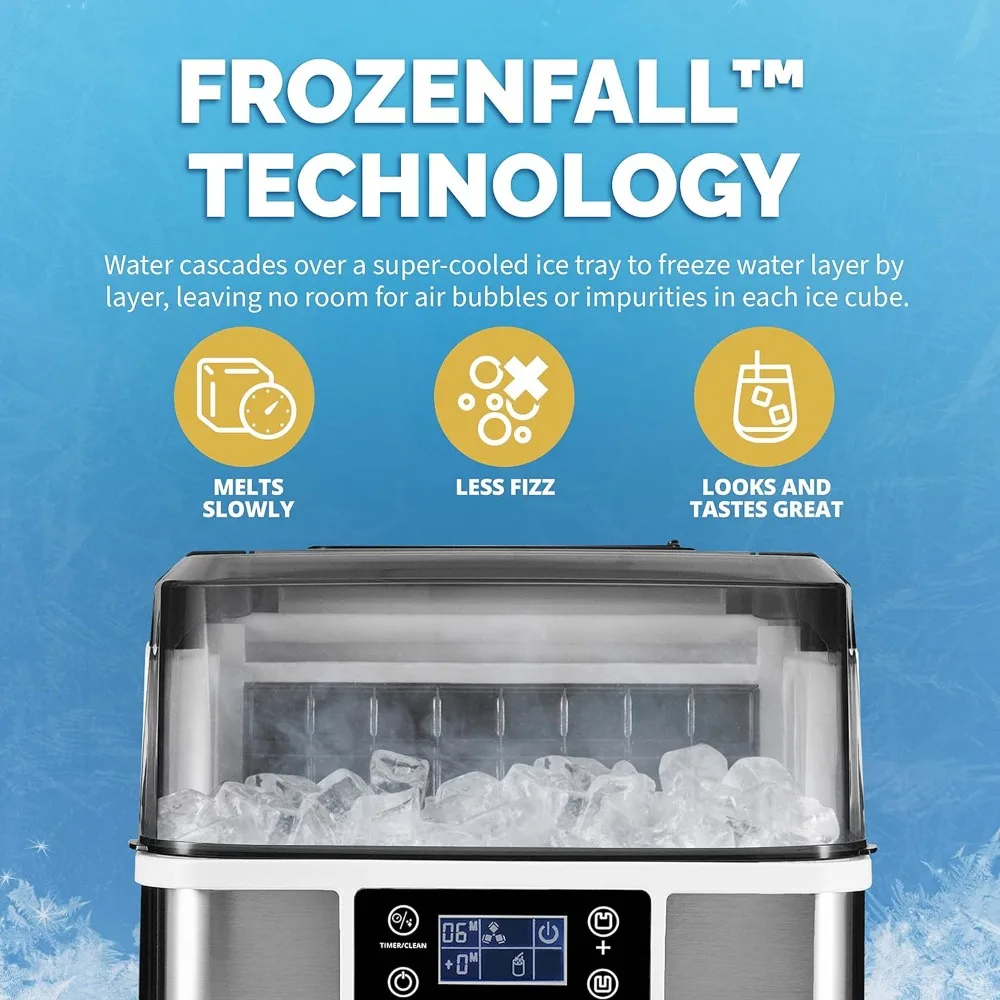 45 lbs. Portable Countertop Clear Ice Maker with FrozenFall Technology, Custom Ice Thickness Controls, 24 Hour Timer