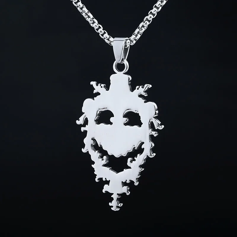 316L Stainless Steel Vintage Dropshipping Skull Face With Pattern Pendant Necklace For Man Women Choker Lucky Chain