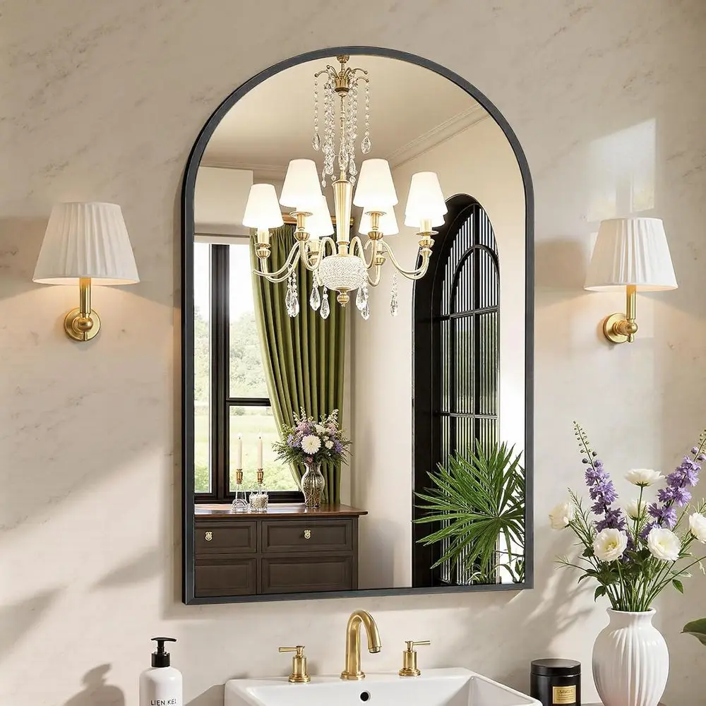 

24"x36" Arch Black Bathroom Wall Mirror, Metal e Vanity Mirror or Bedroom, Entryway, Living Room