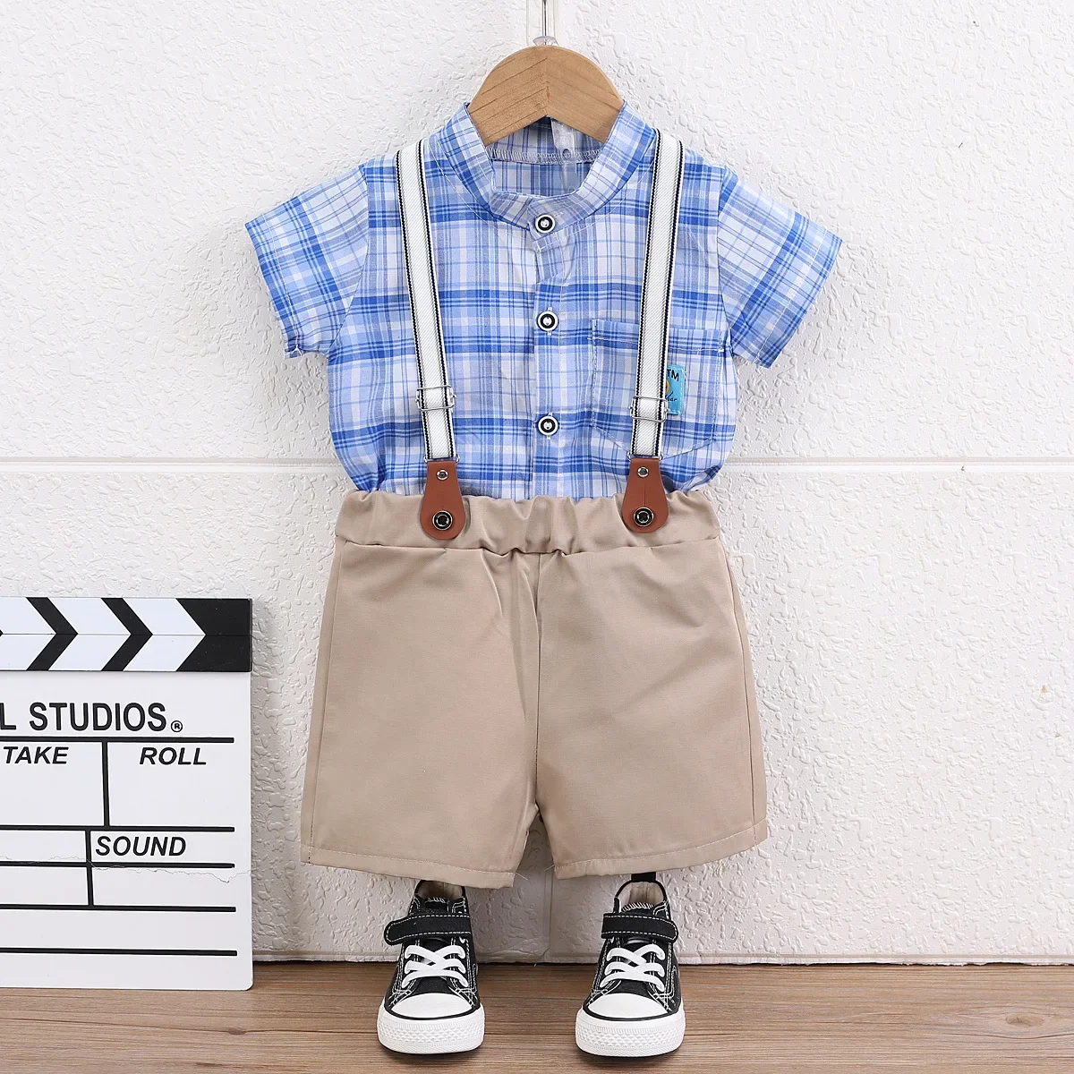 Summer New Boys, Infants, and Babies Cartoon Comfortable Backstraps and Shorts Set for Children's Clothing