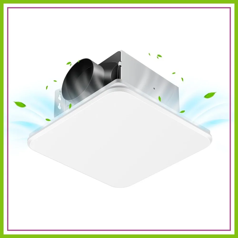 

110 CFM 1.0 Sone Quiet Bathroom Exhaust Fan, Ceiling Mount Ventilation, 26W Energy-Saving, Square White