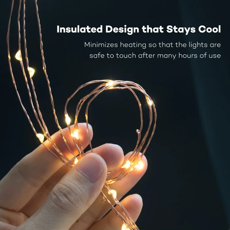 Impermeável USB Bateria LED String Light, Cobre Wire, Fairy Guirlanda, Lâmpada para o Natal, Festa de casamento, Iluminação do feriado, 5m, 10m