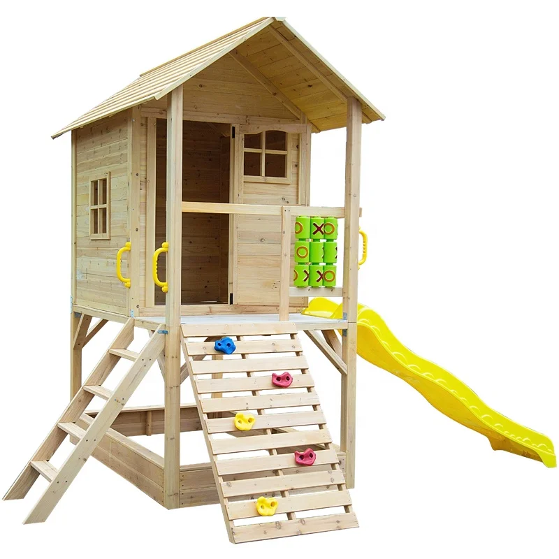 Children's Waterproof Outdoor Wooden Playhouses With Slide And Sandbox-Eco-Friendly & Rot Proof Playground For Kids' Fun