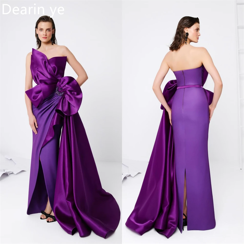 

Evening Gown Formal Dearin Strapless Column Ankle Length Skirts Ribbon Bespoke Occasion Dresses Saudi Arabia Prom Dress