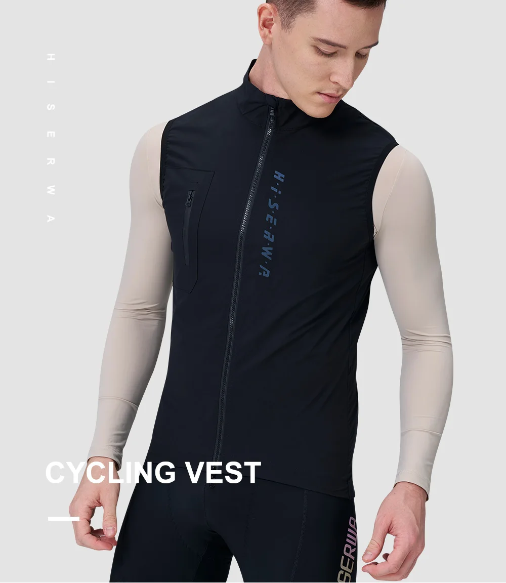 HISERWA Männer Radfahren Weste Ärmelloses Pro MTB Rennrad Jersey Leichte Winddicht Wasserdichte Fahrrad Weste Chaleco Ciclismo – Detail 2