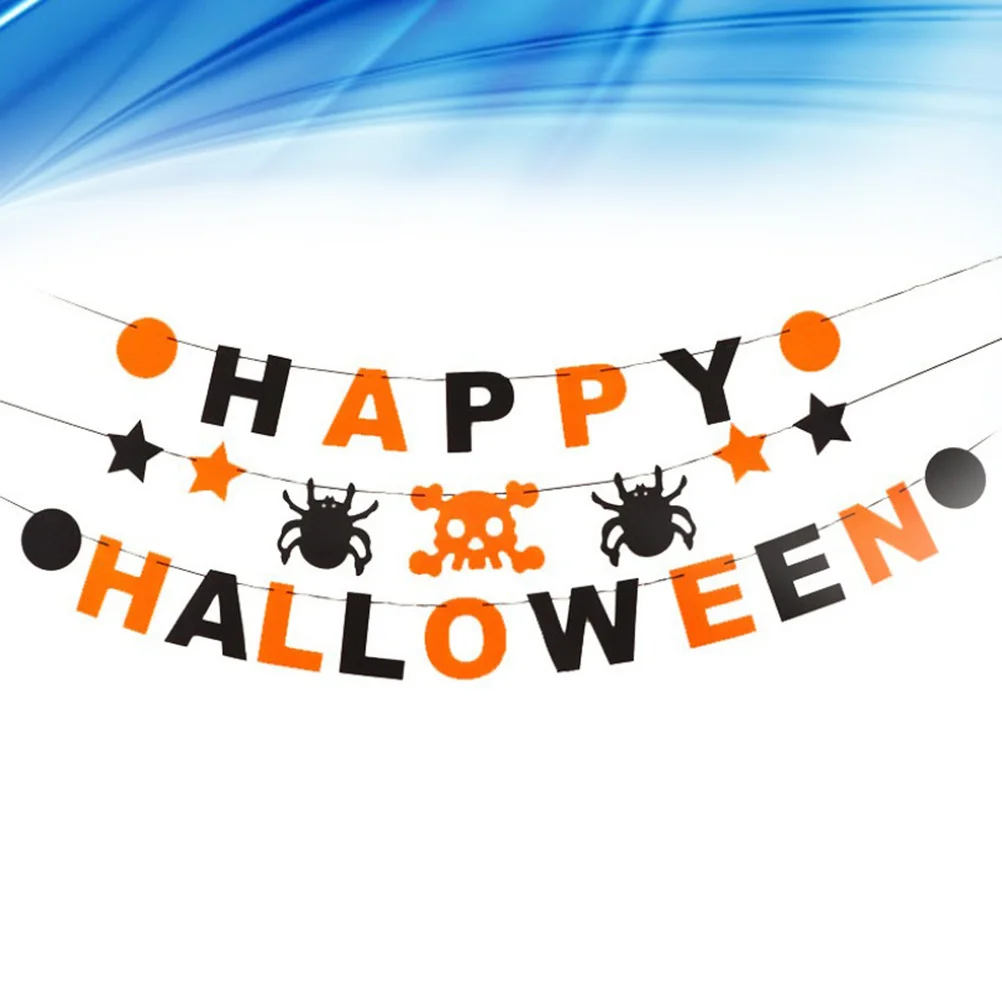 

3Pcs Party Hanging Bunting Non-Woven Fabric Halloween Decor Banner 16x15cm Wall Window Garden Fireplace Door Outdoor Indoor