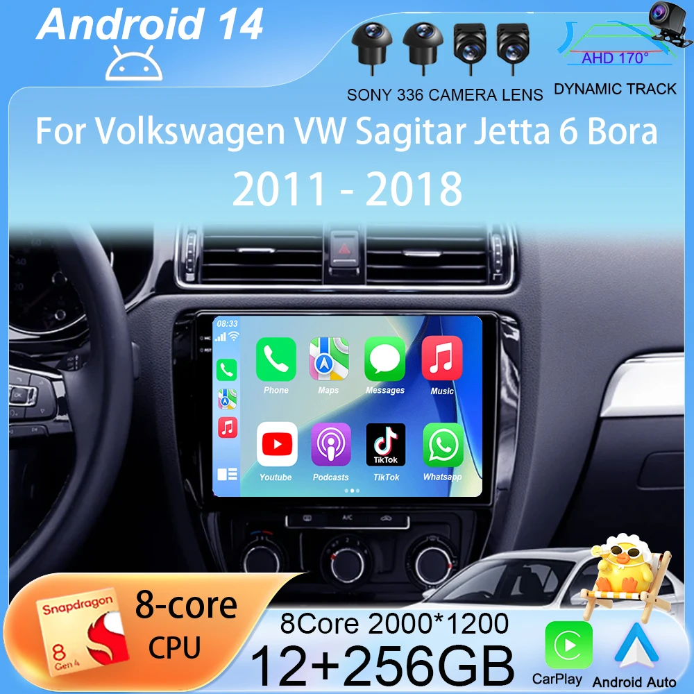 

Android 14 Carplay Auto Car Radio For Volkswagen VW Sagitar Jetta 6 Bora 2011-2018 2Din Multimedia Player Stereo DVD Head Unit