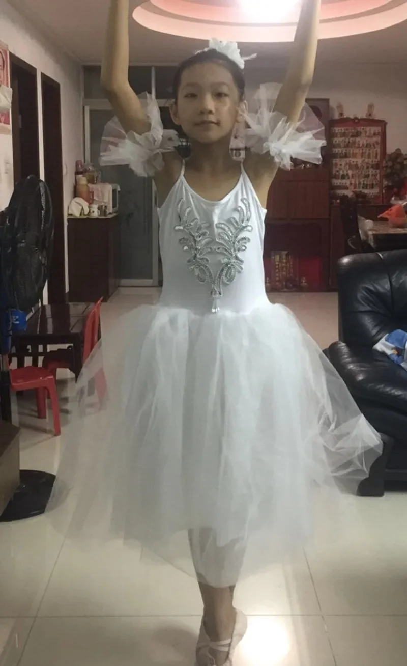 Romantische Tutu Kleid Kinder klassische Ballett Tutu Kind Schwan See Kostüme weiße Ballerine Kleid lange Tüll Ballett Kleid für Mädchen