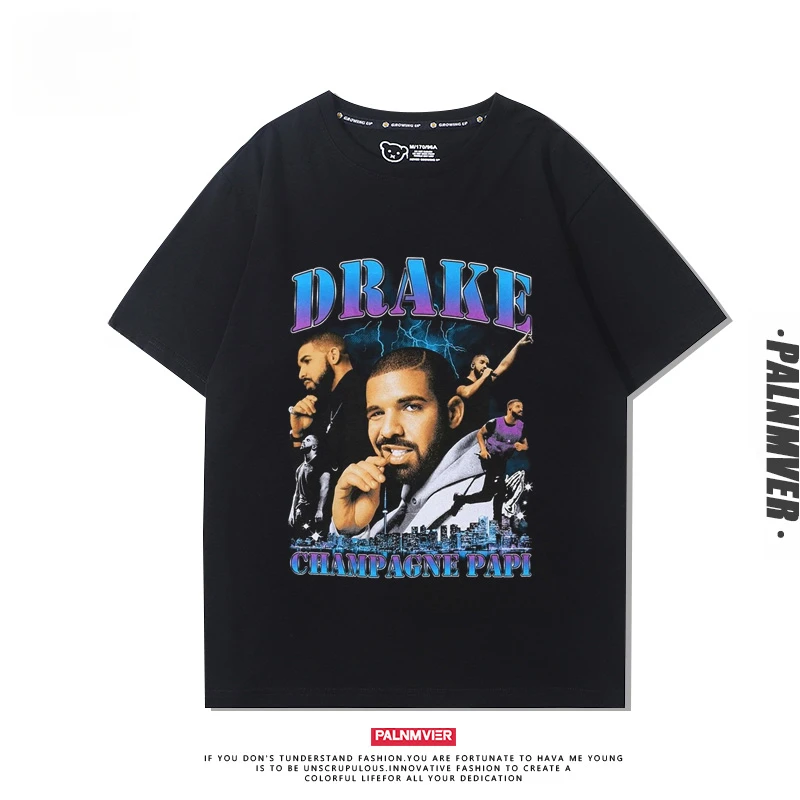 European and American rapper DRAKE Drake duck print series fashion popular comfortable loose pure cotton round neck T-shirt