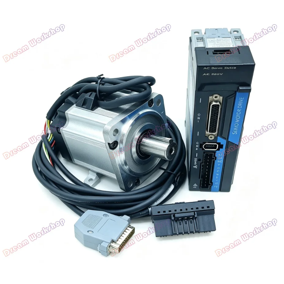 CNC Servo Motor Set 40/60/80 Small AC 200V 100W 400W 750W Servo Drive 0.75KW/0.4kw Motor 3000RPM 2.4NM 17-bit Magnetic Encoder