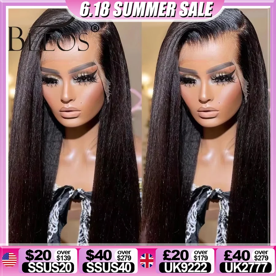 

250% 32in Yaki прямые 13x6 HD кружевные передние человеческие волосы парики предварительно выщипанная кожа 5x5 HD кружевной закрывающий парик для женщин бразильский Реми