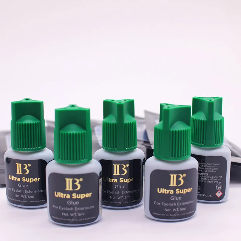 10 個 Ibeauty 超スーパー接着剤速乾性黒つけまつげエクステンション接着剤韓国オリジナルプロフェッショナルツールグリーンキャップ