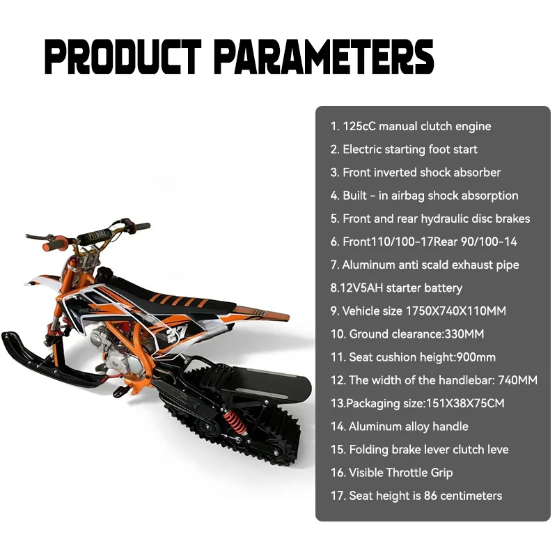 125cc Snowmobile Adults High Power Snow Mobile Sled Winter Outdoor Sports Motorized Snow Scooter Off-Road Snow Bike