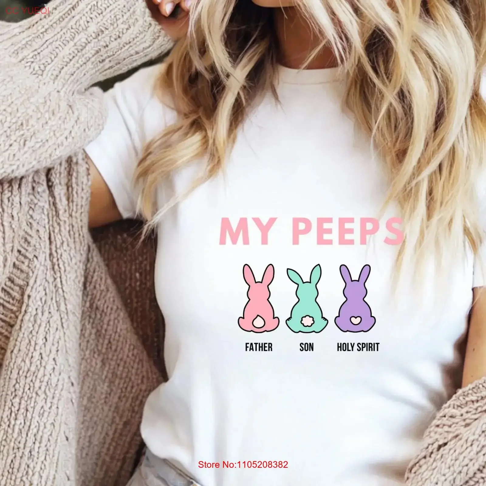 

Футболка My Peeps с милым пасхальным кроликом, винтажный стираный топ для повседневной носки, модная, универсальная, удобная, дышащая, мягкая, стильная