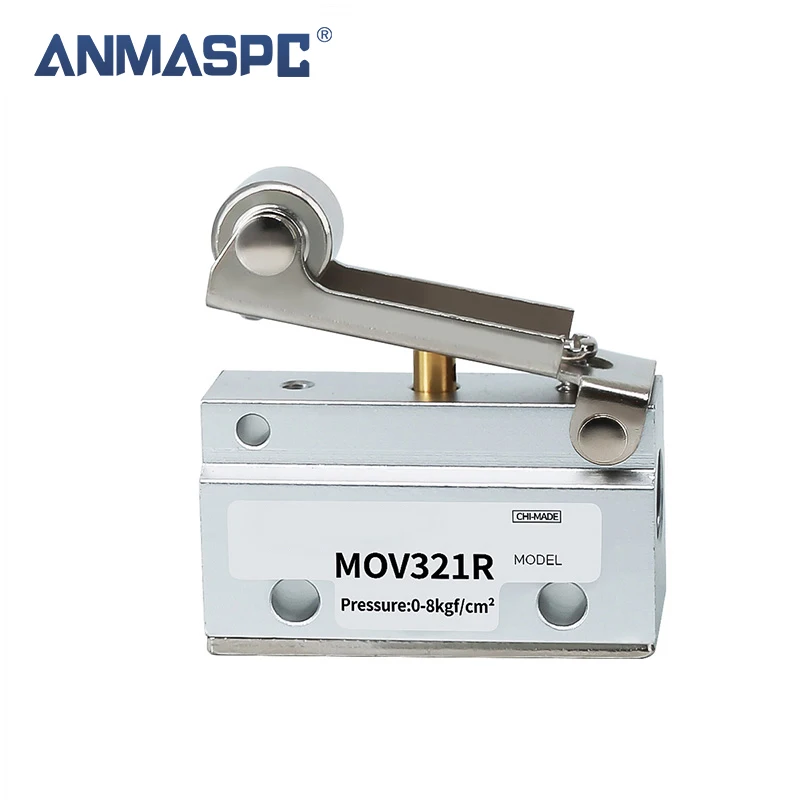 Pneumatic Roller Mechanical Valve MOV321R Push Type Air Valve Switch PP Emergency Stop Button EB Knob 02/03/01