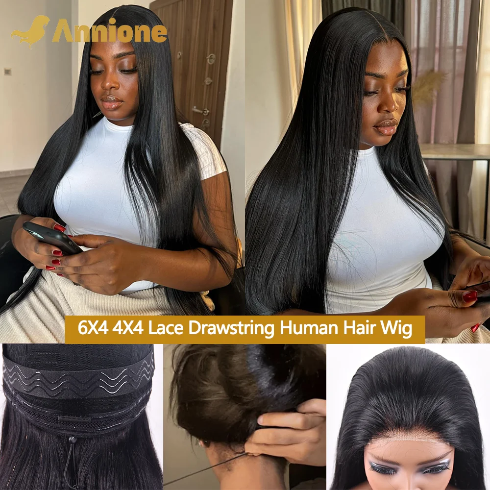 6X4 4X4 الدانتيل غلويليس شعر مستعار شعر الإنسان جاهز لارتداء الرباط باروكة من شعر طبيعي العظام مستقيم غلويليس الباروكات 100% جودة الشعر البشري