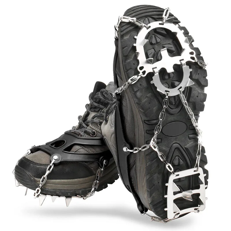 Heavy Reinforced Teeth Slip Ice Crampons Portable Snow Grips Non Slip Chain Cleats For Hiking Skiing Outdoor Boots
