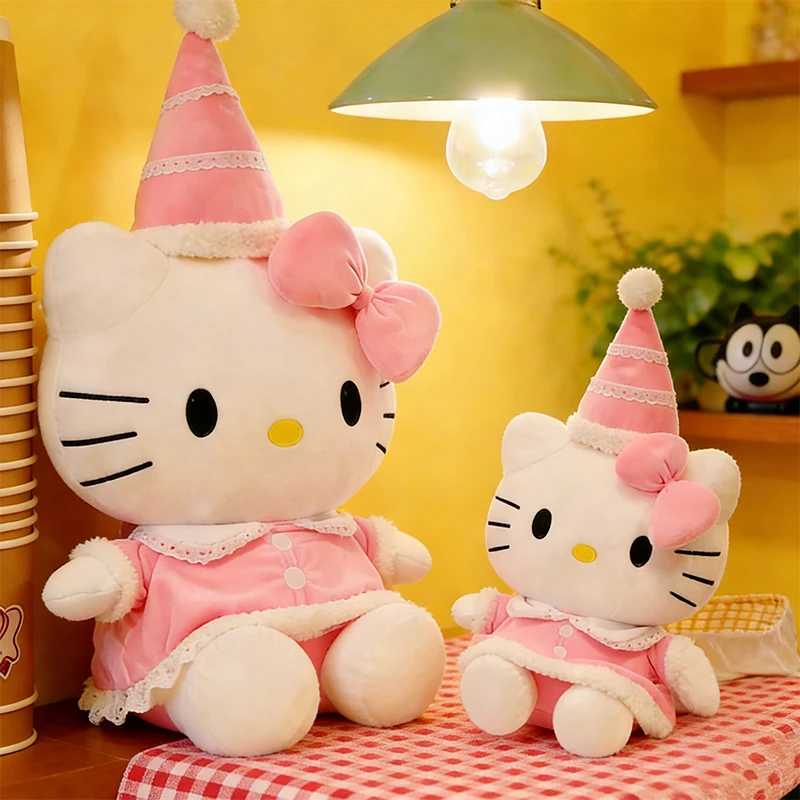 

New Sanrio 50/70cm Hello Kitty Cartoon Birthday Hat Kitty Stuffed Animal Doll Stuffed Toys Home Decoration Girl Birthday Gifts