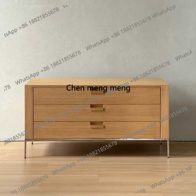 

Household solid wood chest modern and simple, bedroom storage, wall three bucket tea cabinet