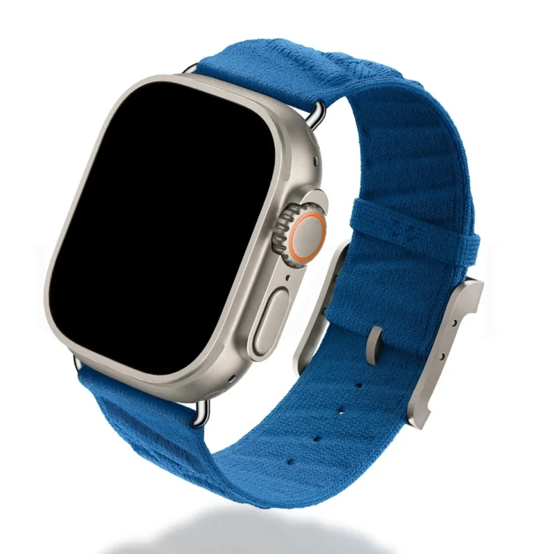 Apple Watch 용 스트랩 울트라 스포티 밴드 Blue Nuit 바다 파도 패턴 iWatch 용 폴리 아미드 맞춤형 버클 손목 밴드