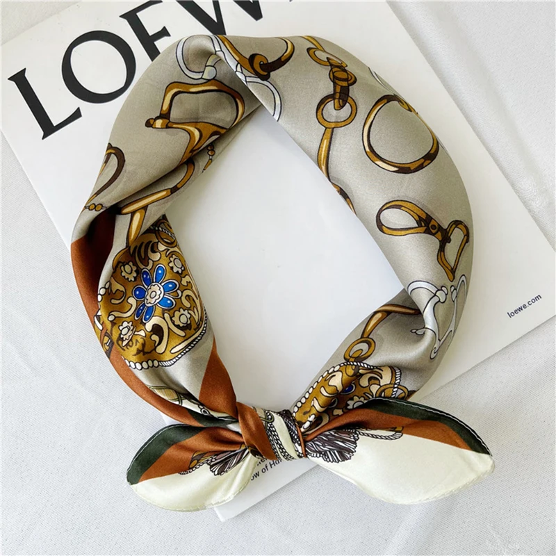 53×53cm 12MM 100% Mulberry Silk Twill Scarf For Women Luxury Brand Square Size  Breathable Digital Print Shawls In Spring Autumn