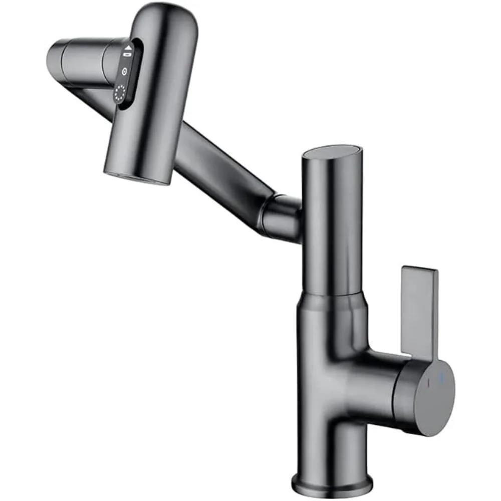

Rotating Bathroom Faucet with Fahrenheit Temperature Display, Dark Gray, 3 Water Modes
