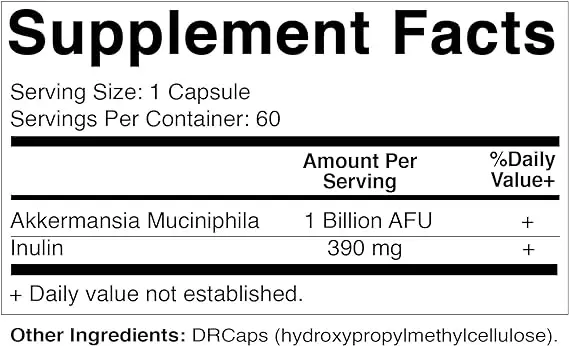 Vitamin Akkermansia Muciniphola for intestinal health -60 pills - made from prebiotic inulin fiber