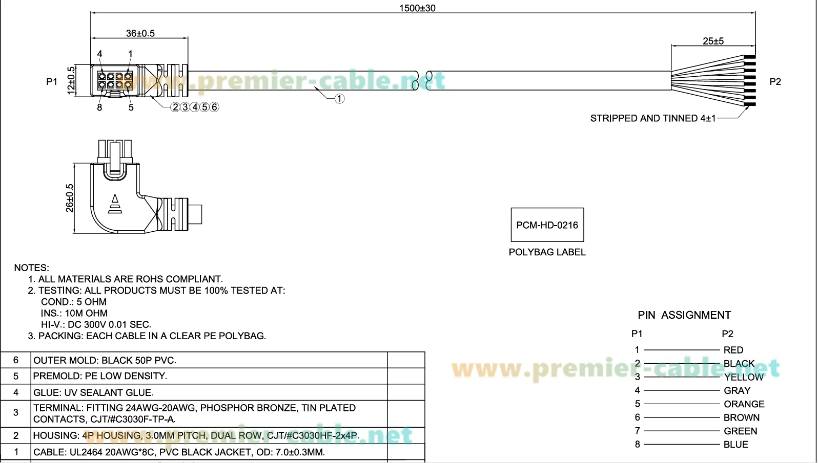 Rechtwinkliges Micro-Fit 3,0mm 8-Pin-Buchsensteckergehäuse Strom-Signalkabel 90-Grad-Micro-Fit-Steckverbinder für kundenspezifische Verkabelung – Detail 1