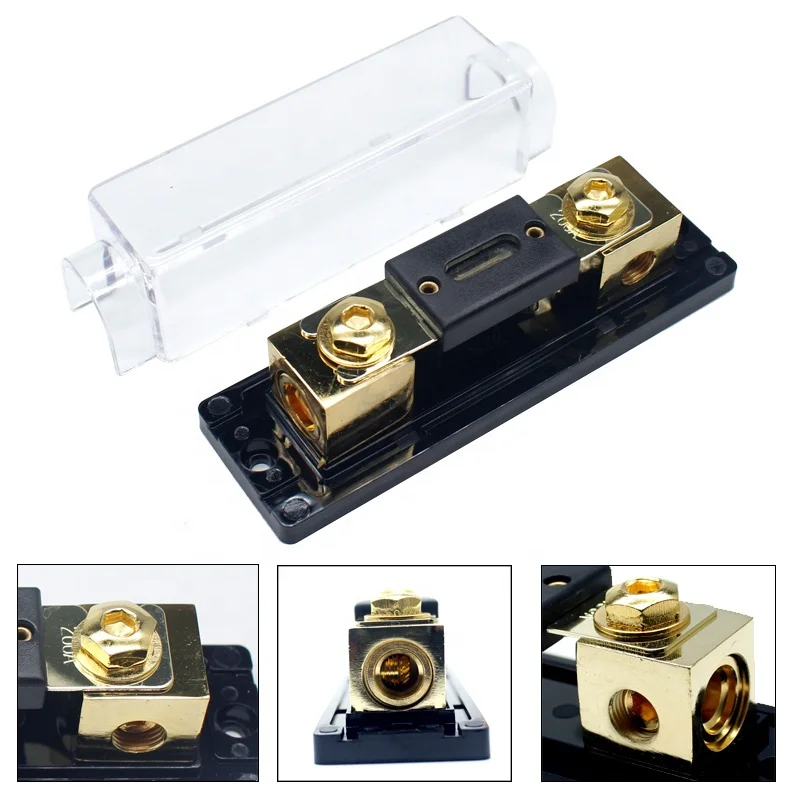 200A Inline ANL Fuse Holder 0/2 / 4 Gauge AWG ANL Fuse Block Holder with 200 Amp ANL Fuses for Car Audio Amplifier